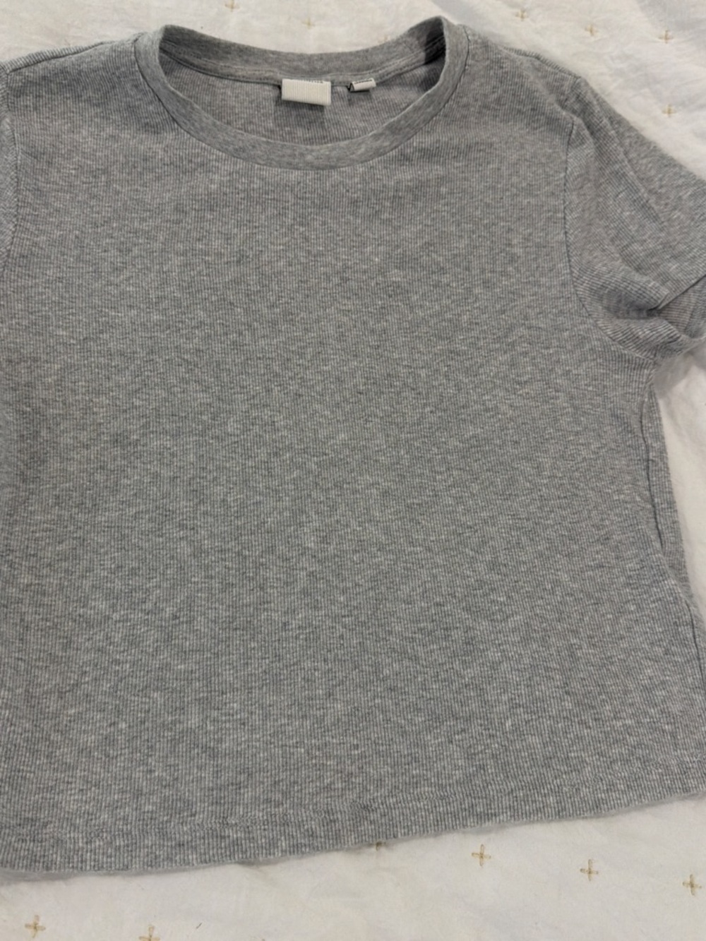 Aritzia Light Gray Ribbed Short Sleeve  Tee